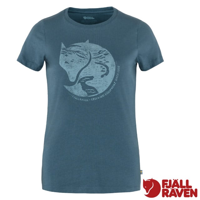 【Fjallraven 小狐狸】女款 Arctic Fox 輕量吸濕彈性透氣有機棉短袖圓領衫/89849-534 靛藍✿30E010